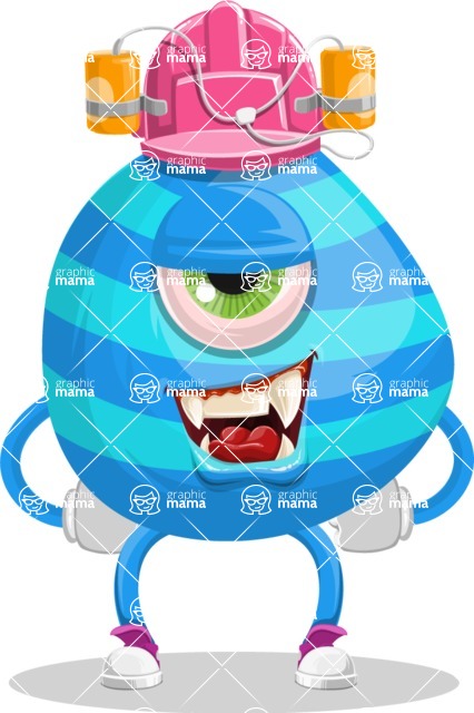 One Eyed Monster Cartoon Character - Happy One Eyed Monster Cartoon Character